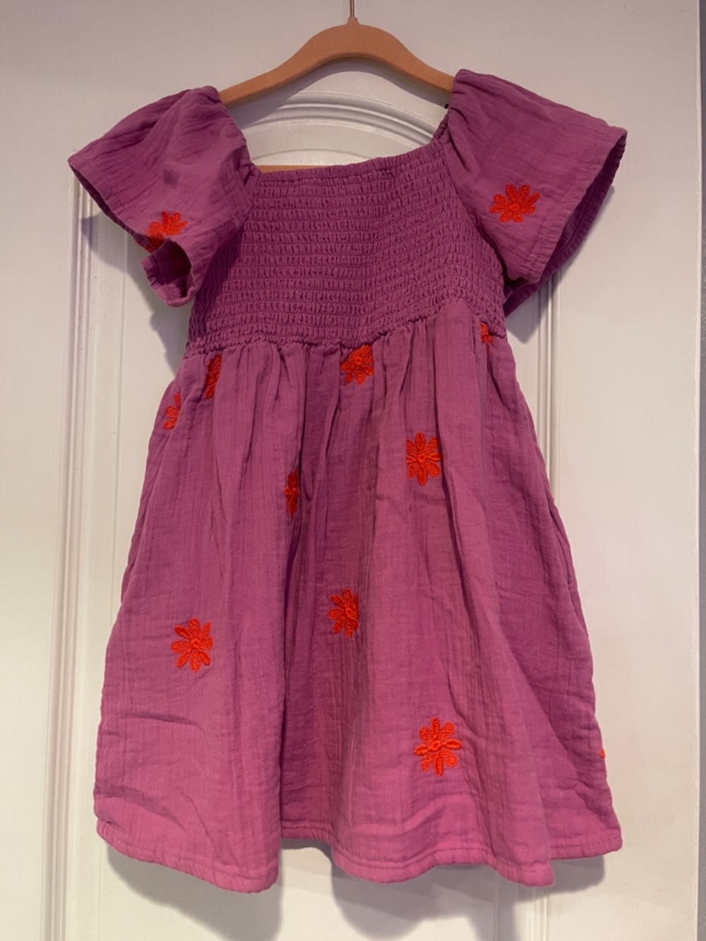Cat & Jack Purple Dress with Red Floral Embroidery